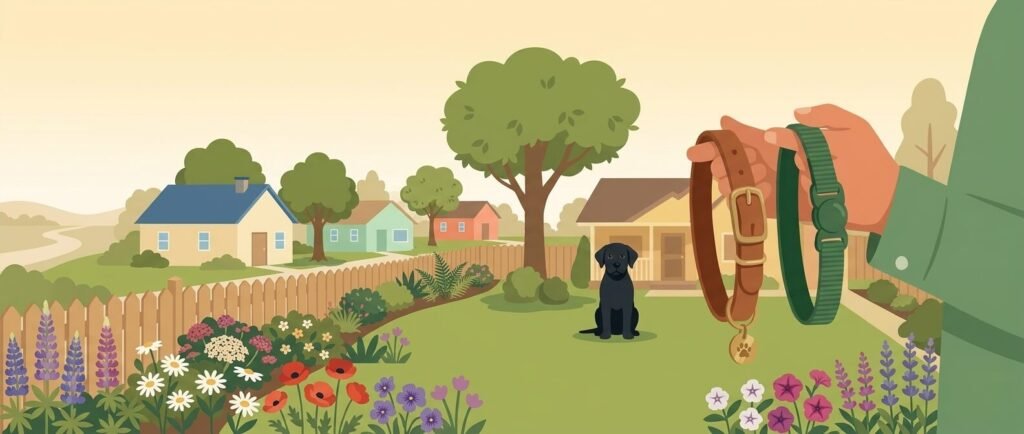 Illustration for lost dog prevention Breakaway collar vs flat collar for dogs — two collars side by side