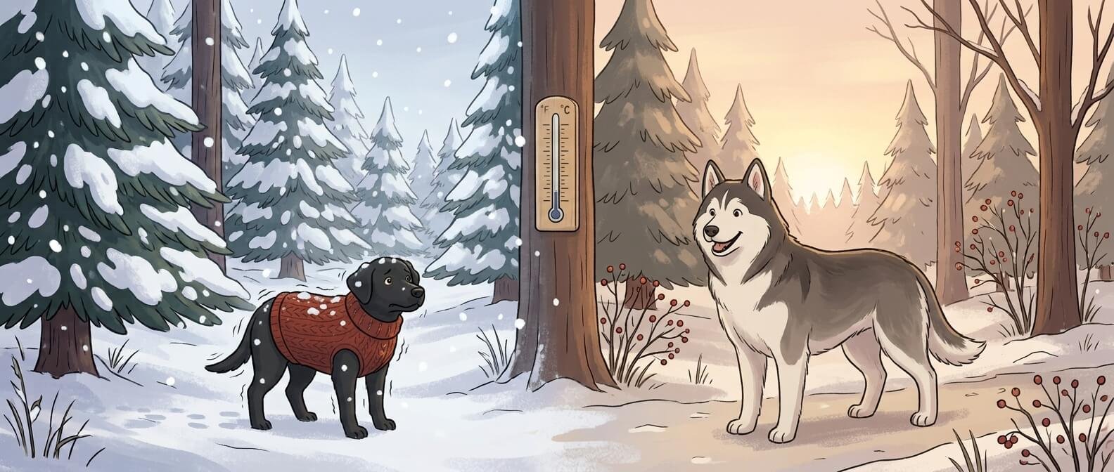 Temperature guide for walking dogs in cold weather